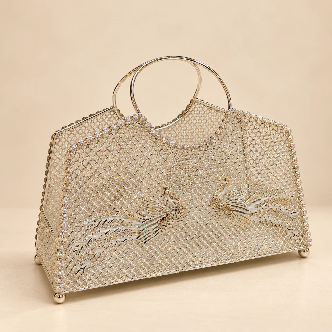 Silver and Gold Peacock Trinket Box